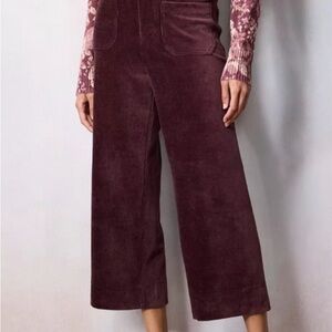 LC Lauren Conrad Cropped Wide-Leg Corduroy Pants in Plum